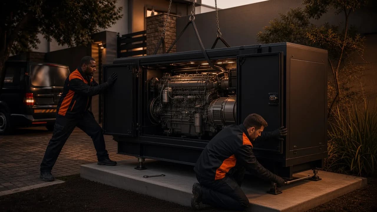 Large generator set whose duty rating should be read from the data plate