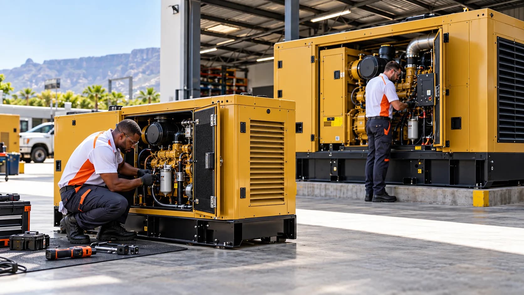 Caterpillar diesel generator during service