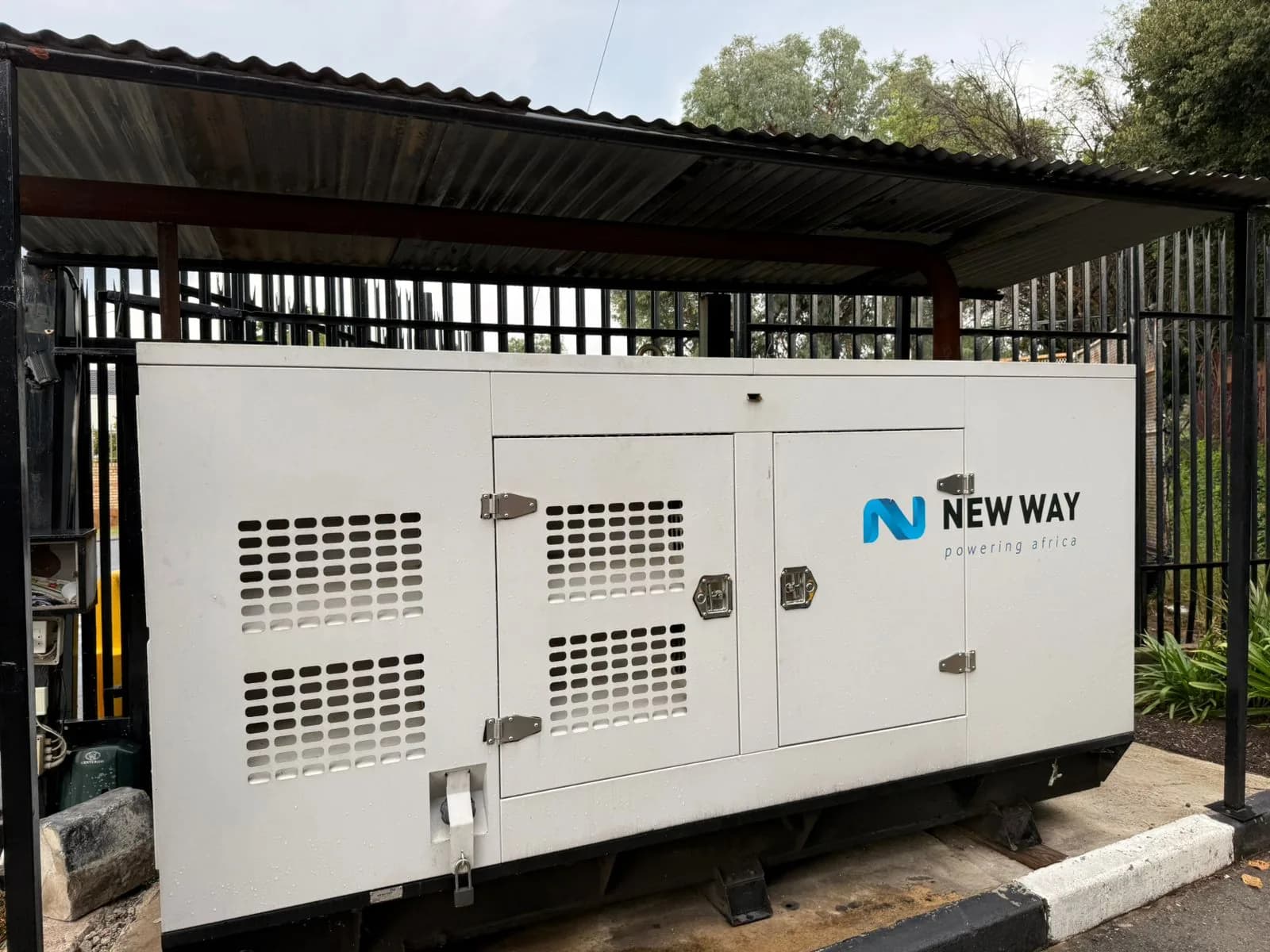 Diesel generator canopy open during installation