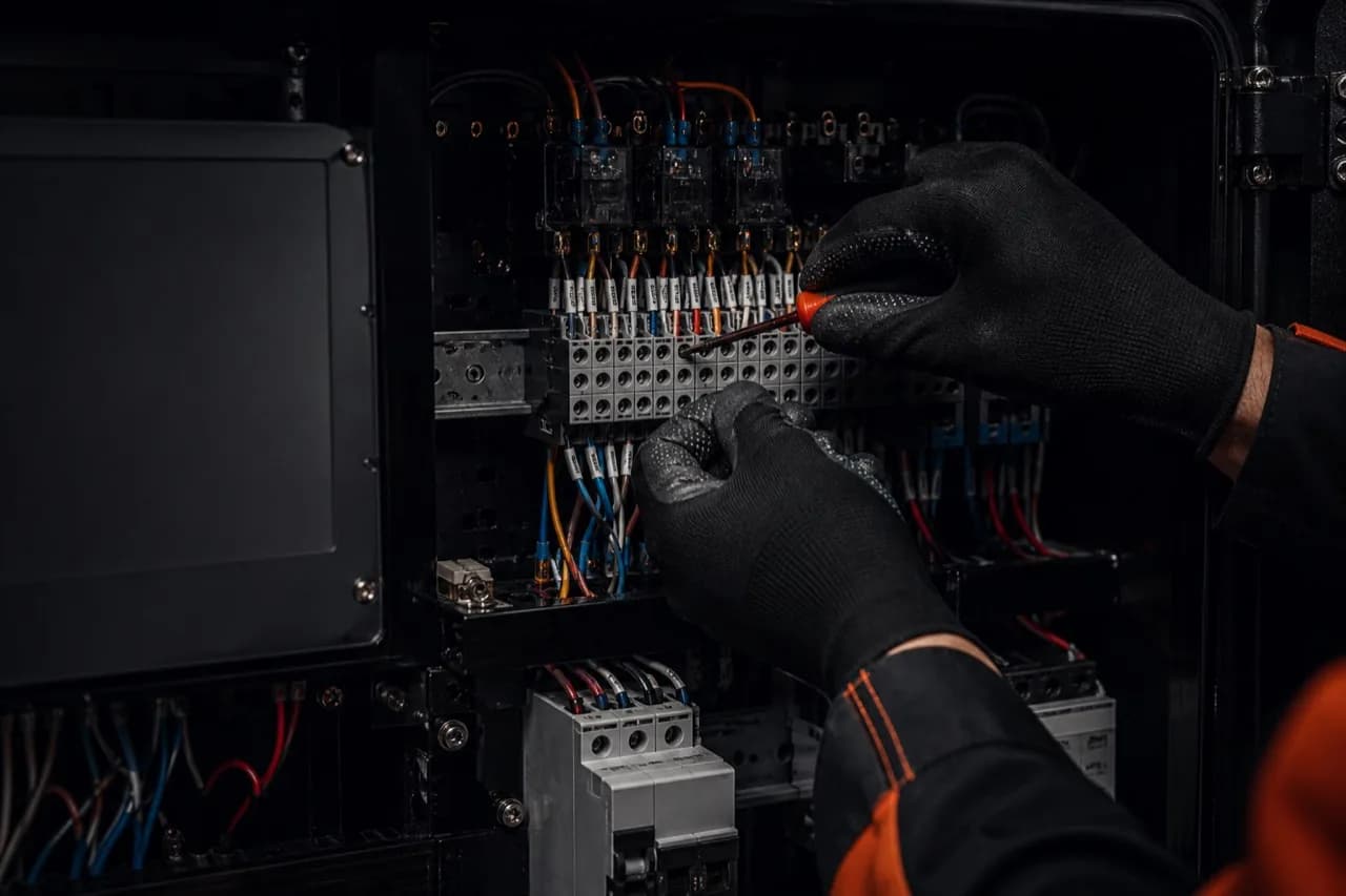 Control wiring beside a generator controller during diagnosis